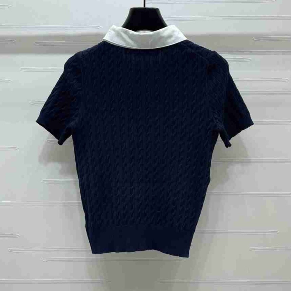 Polo Ralph Lauren Navy Cable Knit Embroidered New York Logo Knit Polo - Picture 2 of 8